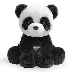 Joli panda en peluche assis, poupée en peluche animale réaliste pour enfants et décoration.