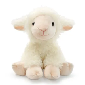 Mignon agneau blanc en peluche assis animal en peluche duveteux poupée cadeau pour enfants