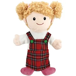 Cute plush hand puppet toy for kids interactive storytelling, kindergarten teaching, and family fun.