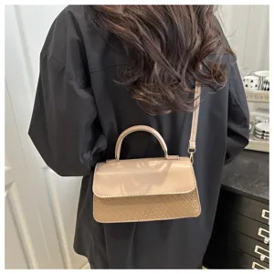 Retro chic women shoulder crossbody handbag, elegant woven texture design top handle bag.
