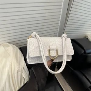 Women Fashion PU Leather Shoulder Bag Simple Casual Crossbody Small Square Bag Stone Pattern Daily Armpit Bag