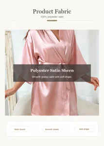 Roze satijnen badjas voor dames, glanzende nachtkleding met zachte val en strikceintuur.