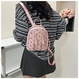 Petit sac à dos rose pour femme, imprimé d'ours mignon, léger et décontracté.