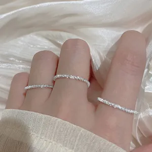 Anillos apilables brillantes de plata esterlina 925 joyas finas y delicadas para dedos