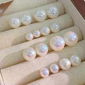 Minimalistische 925 Sterlingsilber Perlen Ohrstecker Vintage Bunte Glanz Runde Künstliche Perle Schmuck Geschenk Für Damen