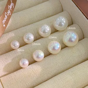 Elegante S925 Silber Perlen Ohrringe in 8mm bis 14mm mit schillerndem Glanz für Damen.