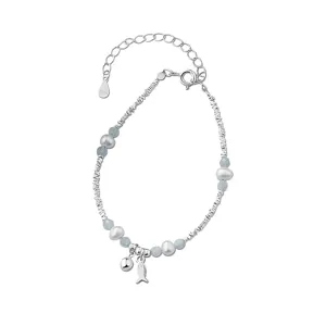 S925 Sterling Silber Kleiner Fisch Perlen Armband Süßes Frisches Design Schmuck Geschenk