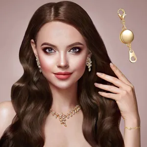 Gold magnetic clasp DIY jewelry accessories for bracelets and necklaces, durable zinc alloy.