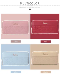 Discover this stylish long zip wallet featuring classic woven texture in four vibrant colors.