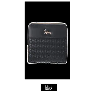 Black women's woven zipper wallet stylish short purse with compact design for daily use and cards