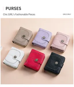 Portafoglio corto da donna in pelle PU con scomparti carte e tasca portamonete chic