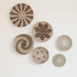 Set di 6 cestini da parete intrecciati stile boho piatti decorativi per la casa