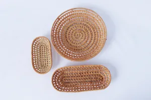 Handwoven rattan hollow out detail view showing fine craftsmanship and texture for home storage.