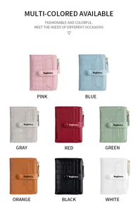 Women short crocodile pattern bifold wallet with card slots zipper coin pocket multi-color