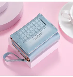 Women short wallet fashion compact coin purse card holder elegant blue wallet for daily use