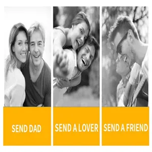 Detail view showing gift matching ideas for dad, lover, and friend in a clean layout.