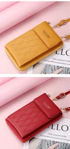 Women phone crossbody bag solid color multi-functional mini shoulder wallet detail view.