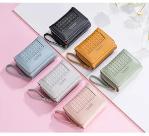Women short wallet multi color zipper coin purse fashion compact card holder bag