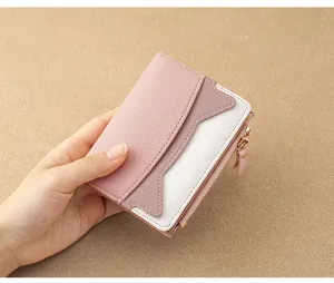 Compact women mini wallet with cute contrast color design, perfect for daily use and cards.