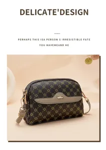 Chic brown monogram crossbody bag for women, stylish vintage shoulder bag with premium details