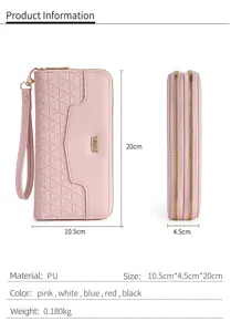 Dames lange dubbele rits portemonnee PU leer clutch multifunctionele telefoon tas kaarten