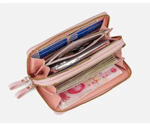 Women long wallet zipper clutch multi card holder phone purse stylish pink organizer