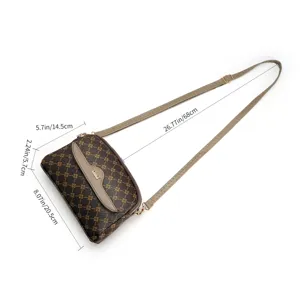 Stylish monogram crossbody bag for women with compact structure, adjustable strap and flap.