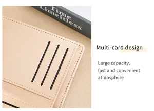 Gros plan détaillé du portefeuille pour femme en cuir PU avec un design de fentes pour cartes.