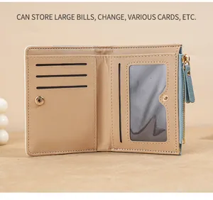 Women mini bifold wallet multi card slots coin purse cute compact student card holder