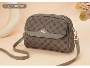 Women crossbody bag vintage monogram shoulder bag stylish fashion daily handbag light brown