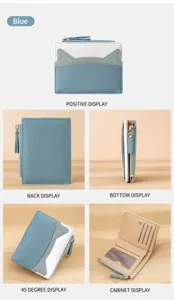 Women multi-functional mini wallet color block card holder cute coin purse detail view