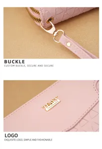 Roze dames lange dubbele rits portemonnee detail, premium leer telefoon clutch kaarthouder.