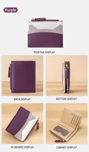 Detailed view of the multi-card wallet showing neat stitching, compartments, and coin zipper.