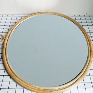Specchio decorativo rotondo in rattan, specchio da parete per soggiorno camera da letto.
