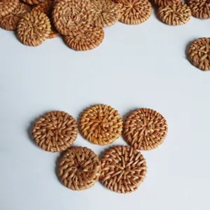 Natuurlijke rotan geweven ronde knopen handgemaakte stro ambachtelijke oorbellen accessoires.