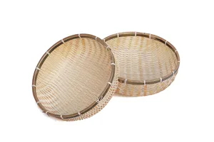 Panier a fruits en bambou tisse rond bac de rangement de bureau pour table basse de salon