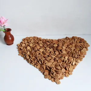 Natuurlijke rotan geweven ronde knop accessoires voor DIY handgemaakte sieraden.