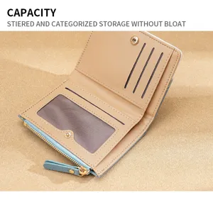 Women's short wallet with multi card slots coin purse cute compact card holder style
