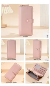 Rosa Damen Portemonnaie Detailansicht mit zahlreichen Kartenfächern und praktischem Reißverschluss.