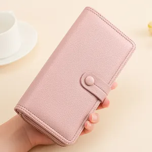 Damen Lange Geldbörse Mode PU Leder Reißverschluss Schnalle Brieftasche Multi Kartensteckplatz Tasche High-End Münzbörse
