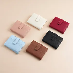 Women short wallet multi-card slot PU leather coin purse fashion solid color coin bag