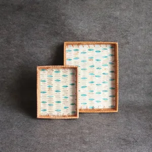 Rattan geflochtene Muschel Obstschale Detail, rustikale dekorative Ablage fur Wohnzimmer