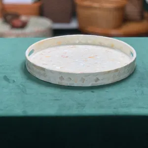 Ευρωπαϊκό Στυλ Στρογγυλό Λευκό Κέλυφος Δίσκος Σαλόνι Δίσκος Φρούτων Καλάθι Αποθήκευσης Διακοσμητικός Δίσκος Σερβιρίσματος Διακόσμηση Σπιτιού