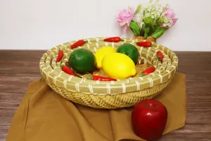 Panier de fruits en bambou tressé à la main plateau d'égouttage cuisine conteneur de stockage