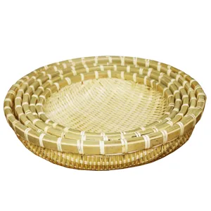 Panier en bambou tissé à la main pour le stockage des fruits, le lavage de cuisine et l'usage.