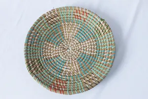 Piatto decorativo intrecciato in alghe marine artigianale da parete per soggiorno casa