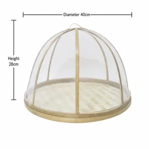 Large bamboo mesh food cover tent 40cm diameter 28cm height for dining table picnic storage