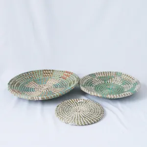 Set di piatti decorativi in alga naturale cesto da appendere a parete decorazione casa