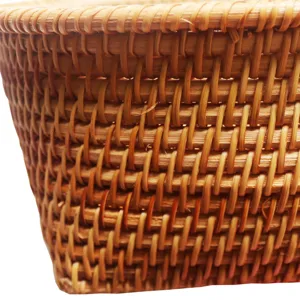 Panier de fruits en rotin naturel tressé à la main, conteneur de rangement pour la maison.
