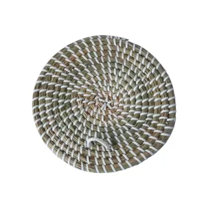 Piatto da parete decorativo in erba marina naturale intrecciata artigianato rustico casa